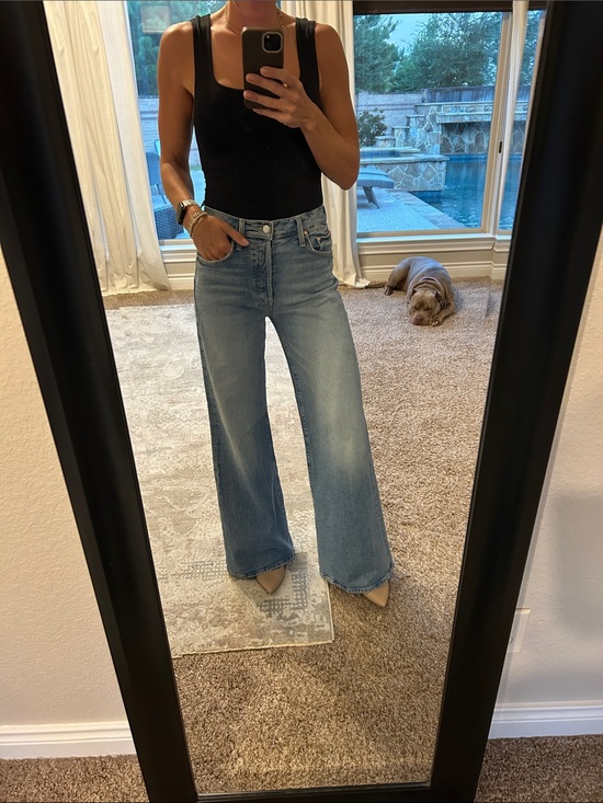 MOTHER Denim - MOTHER The Tomcat Roller Wide Leg Jeans in Light Blue Wash